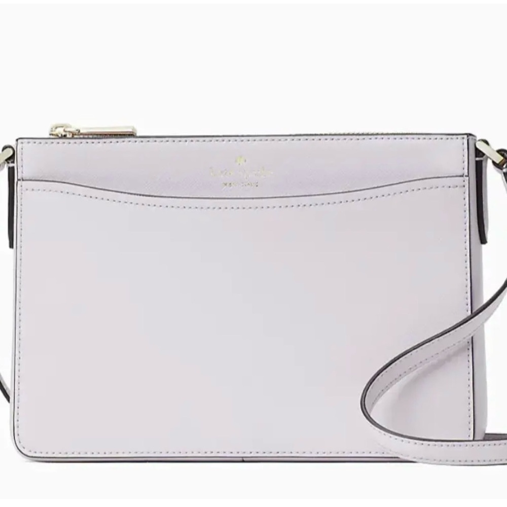 Kate Spade Rory Saffiano Leather Zip Crossbody Bag Lilac Moonlight  K6176 NEW